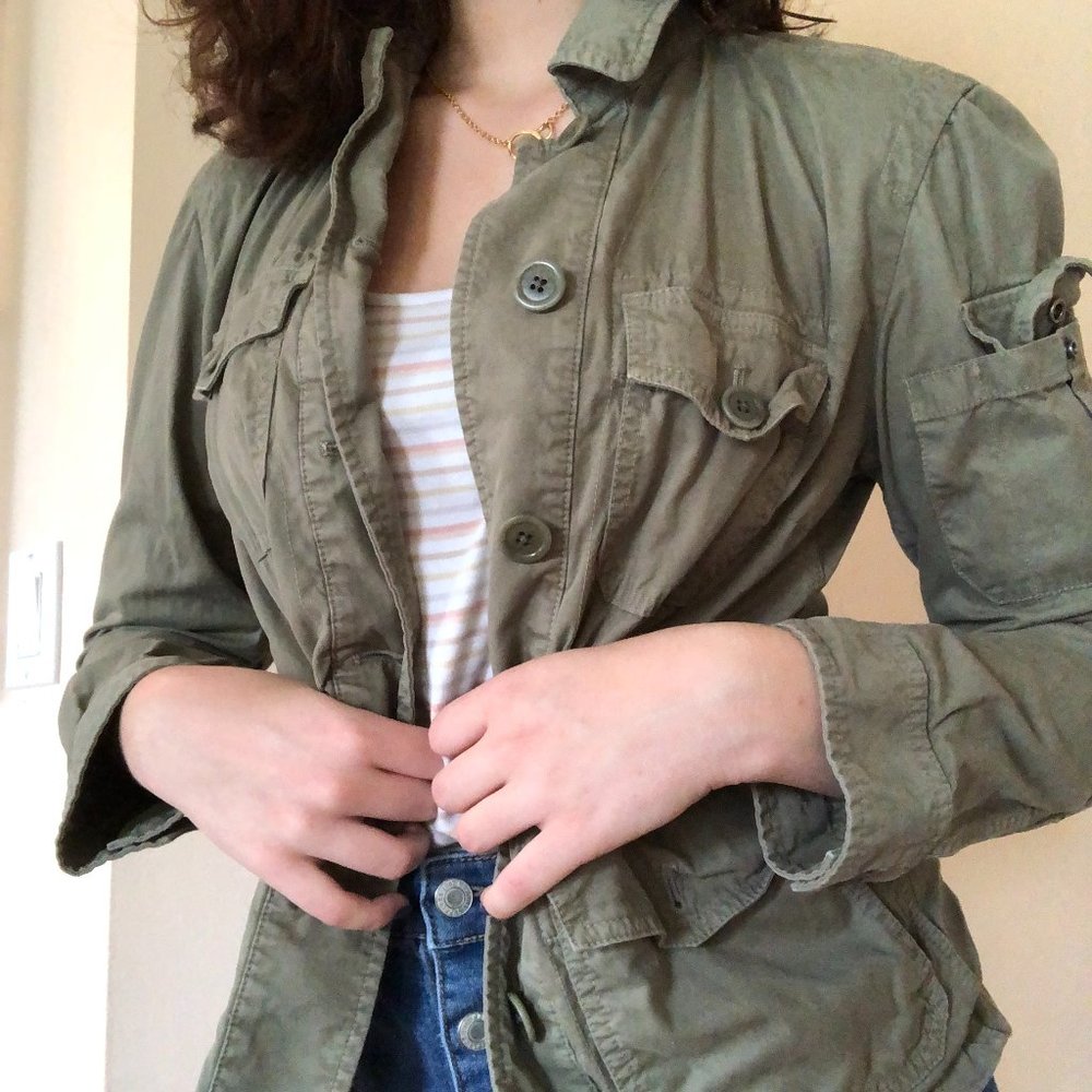 J. Crew Forest Green Button Pocket Military Jacket